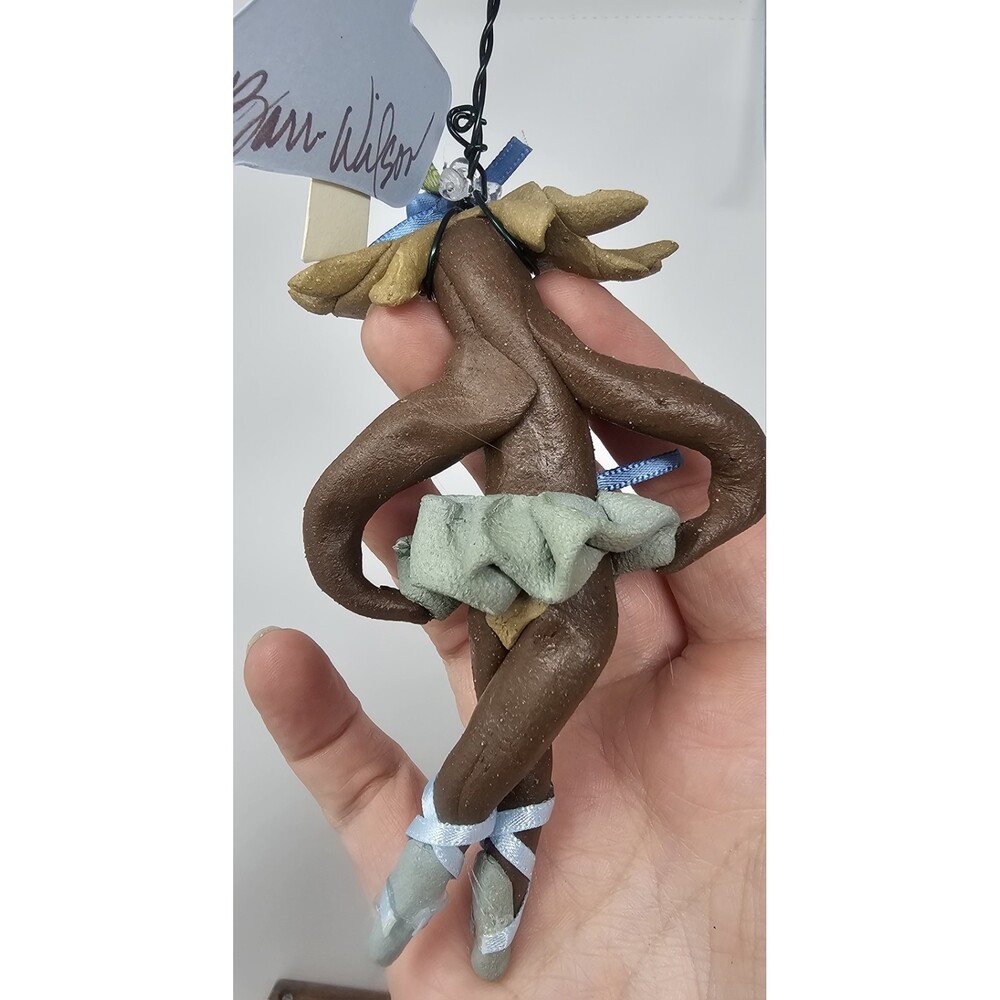 Vtg Handmade Pottery Art Whimsical Ballet Mousse Ornament By Claire Barr Wilson - Picture 3 of 7